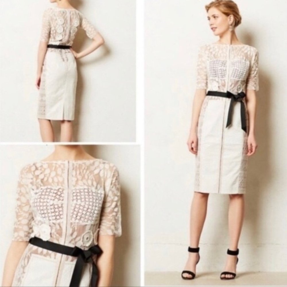 Anthropologie Byron Lars Carissima Sheath Dress size 2 in ivory